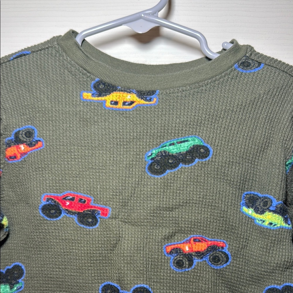 Old Navy Toddler Boys Long Sleeve Monster Truck Waffle Top Size 3T - Picture 2 of 5